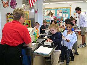 Typical lunch line at local elementry school.