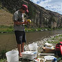 Surveying along the river