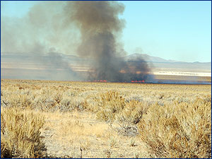 Fire on the Gund ranch, located in central Nevada