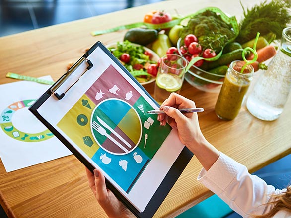 Dietitian going over food groups