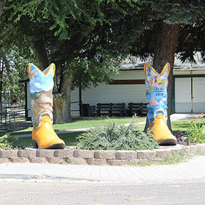 Two large boots displayed at the Elko County Fair