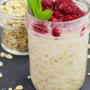 Overnight oatmeal with berries.