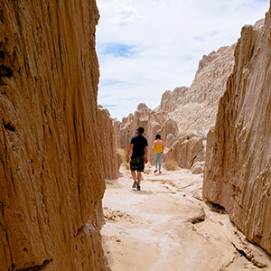Trail winding through Cathedral Gorge in Caliente, NV
