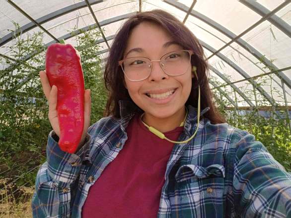 student with pepper