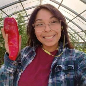 student with pepper