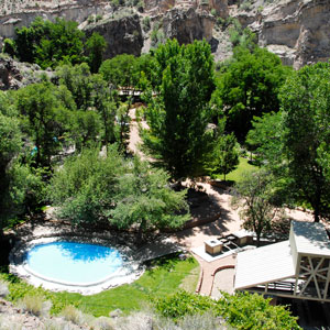 Looking down on the Kershaw-Ryan State Park walkway and pool