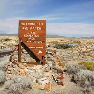 Road sign at entrance to Rye Patch State Park