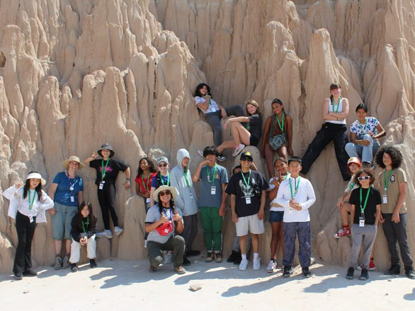 group of kids at cathedral gorge state parks