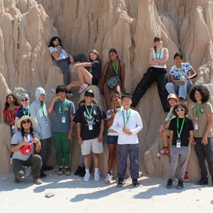 group of kids at cathedral gorge state parks