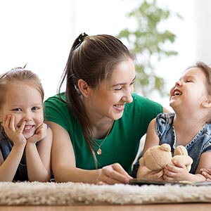 mom reading to kids