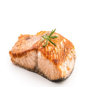 a piece of grilled salmon