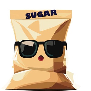 bag of sugar with shades on