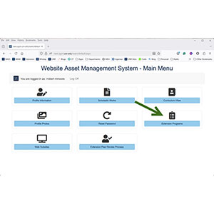 front page of WAM system