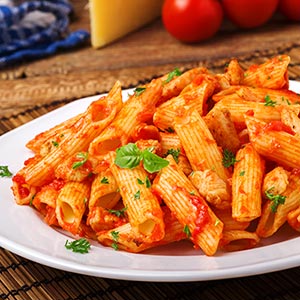 plate of penne pasta