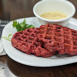 red colored waffles