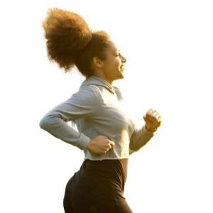 A woman running.