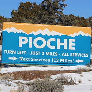 Pioche road sign