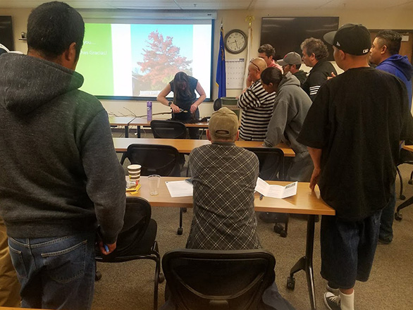 participants learning how to plant trees