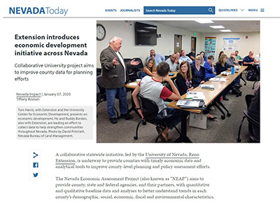 Nevada Today press release, Tom Harris speaking to group of people