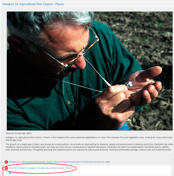 graphic of the category 1A practice test for agricultural pest control