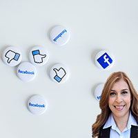Facebook buttons and Reyna Mendez
