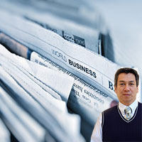 Business papers and Juan Salas
