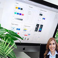 Computer screen with designs and colors with Reyna Mendez