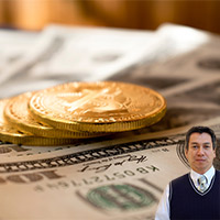 Gold coins and dollar bills with Juan Salas