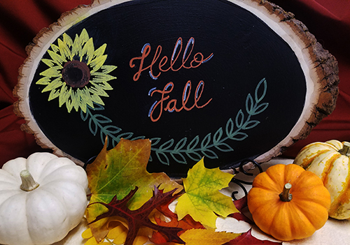 fall leaves and hello fall decorative sign