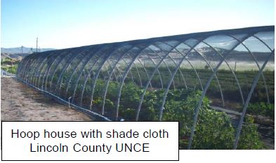 hoop house with shade cloth Lincoln County UNCE
