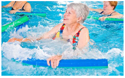 Old women swimming