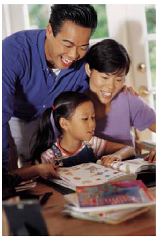 Family reading together