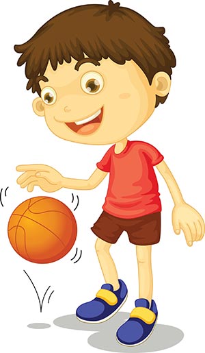 kid bouncing basketball