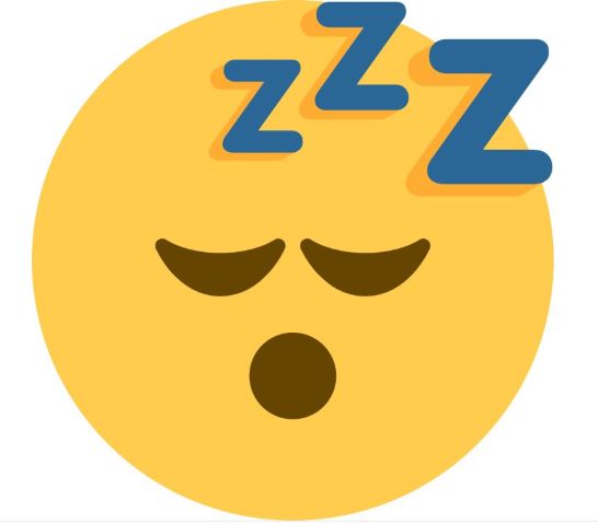 Large yellow sleeping emoji face with three large blue Z letters