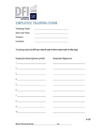 Employee Training Form