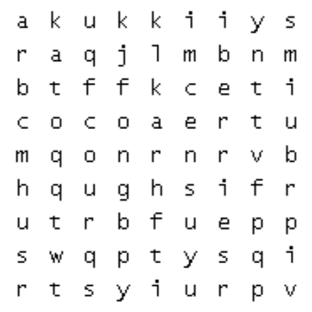 Word search with five foods that promote brain health. 