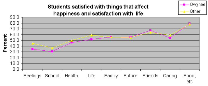 figure displaying things that students find the most happiness and satisfaction in life to show that food was the highest