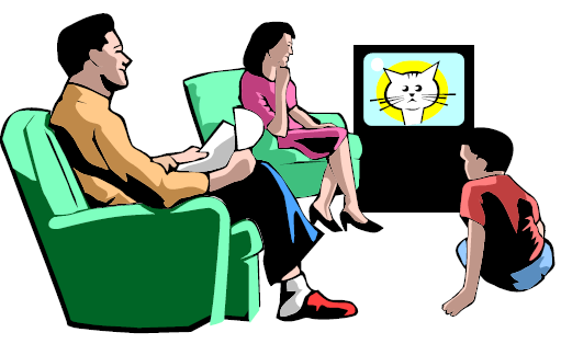 family watching TV