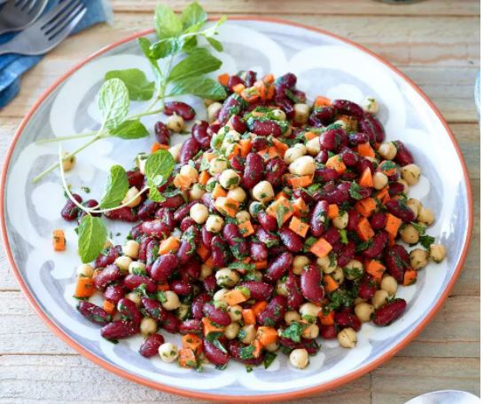 Kidney bean and chickpea salad.
