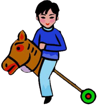 Preschooler playing on a horse toy