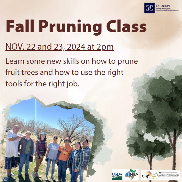 Fall Pruning Class graphic with photo of students.