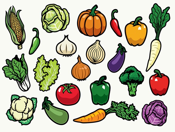 Multiple clip art vegetables