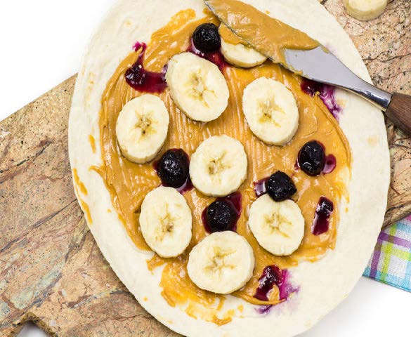 Banana Berry Spread on Tortilla