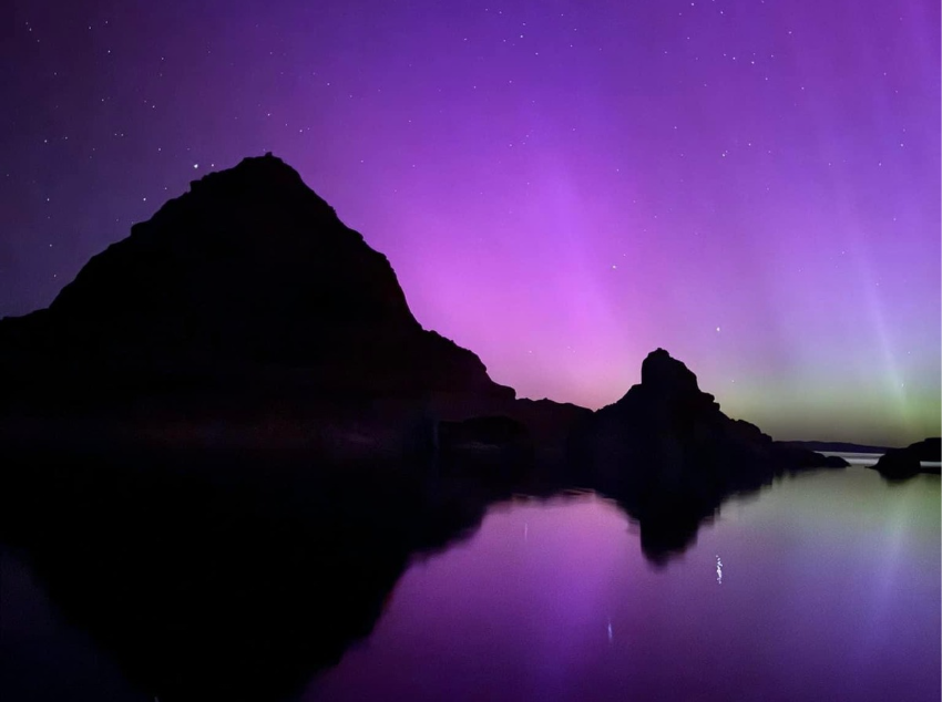 Northern lights at Pyramid Lake.