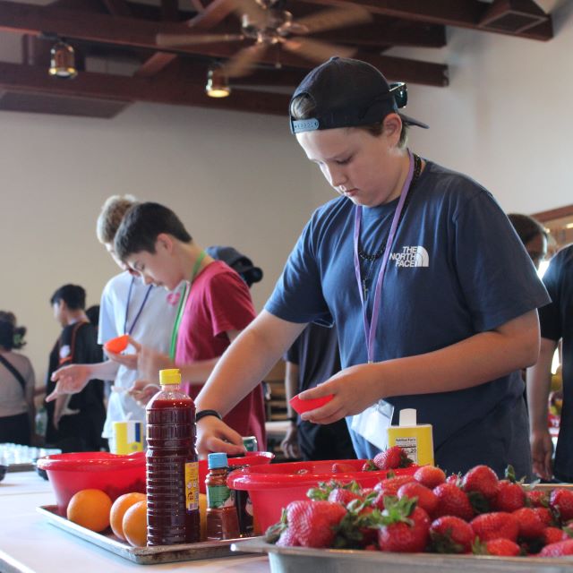 boy making a smoothie