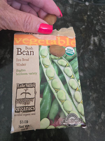 Seed packet of beans