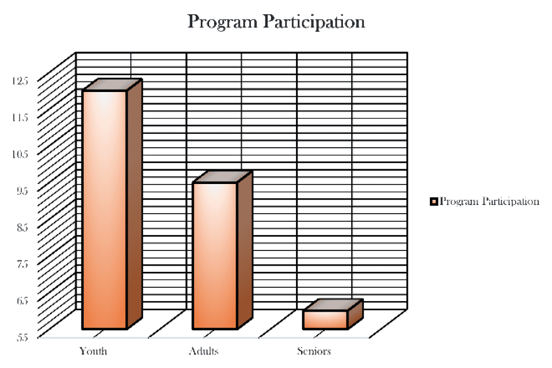 graph of youth, adults and seniors program participation