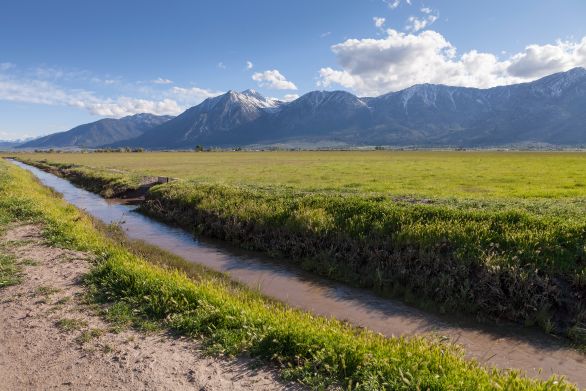 Nevada farmland irrigation ditch desert landscape
