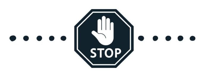 A graphic of a blue stop sign with a hand making a stop gesture