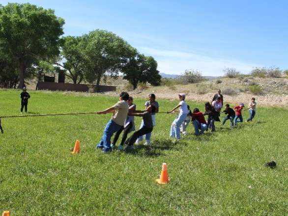 Youth playing tug of war